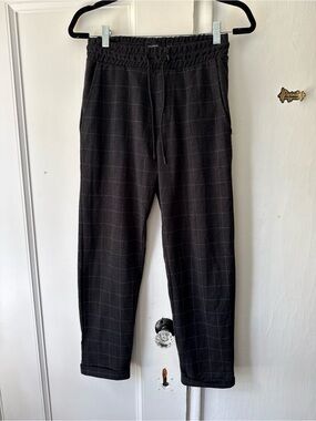 Pull&Bear Black Windowpane Drawstring Joggers